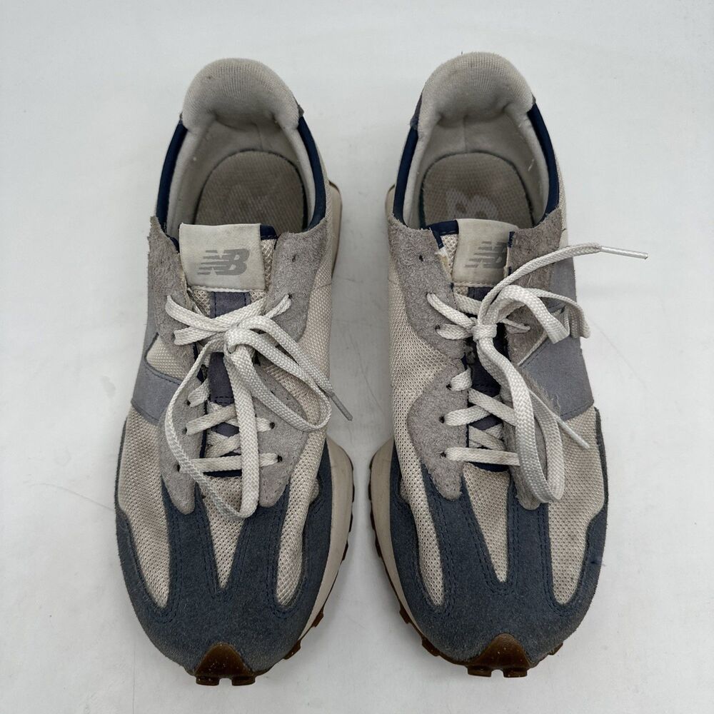 New Balance 327 Navy Blue Beige Suede Retro Low Running Shoes Sneakers Men Sz 10 - Picture 7 of 16